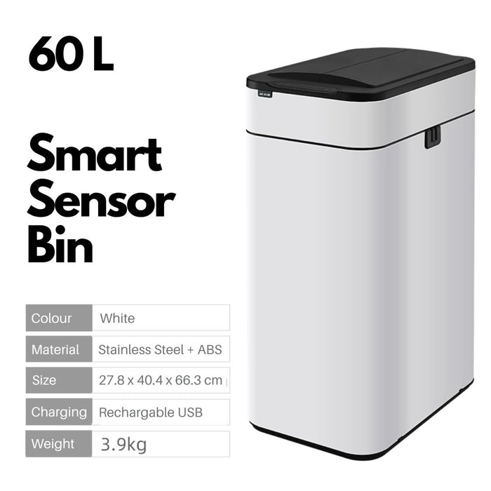 Vista 60L Sliding Lid Smart Sensor Trash Bin