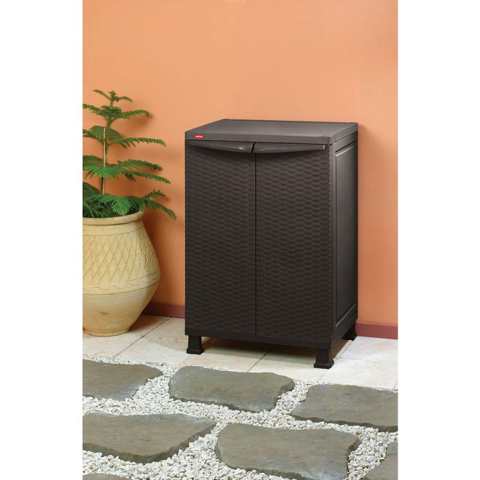 (Bundle set) Keter Rattan Tall Multipurpose Cabinet + Rattan Base Cabinet with Legs
