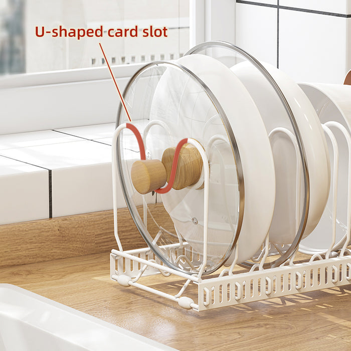 Adjustable Pans Pot Lid Rack White