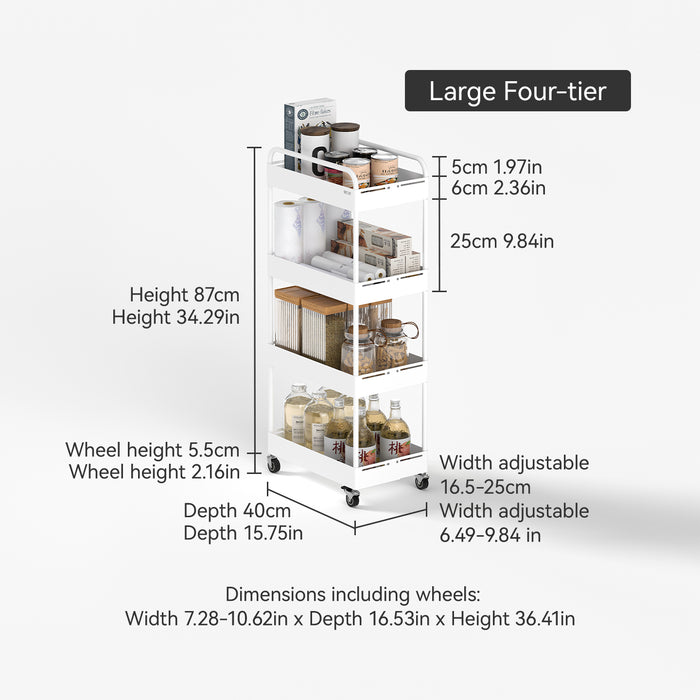 Wide Adjustable Kitchen Storage Trolley Rack