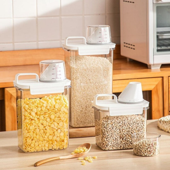 Airtight Food Grains Cereal Container with Measuring Cup