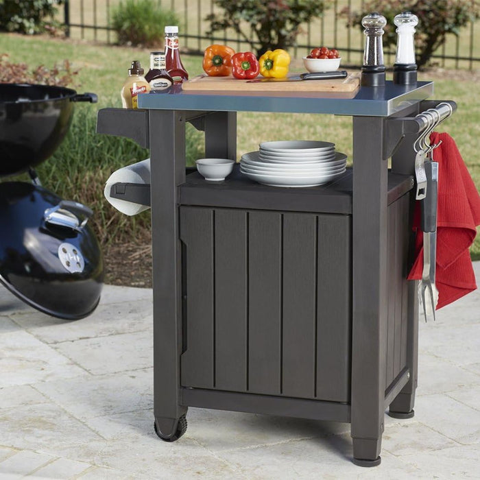 Keter Unity Small BBQ Buffet Storage Table Outdoor Graphite
