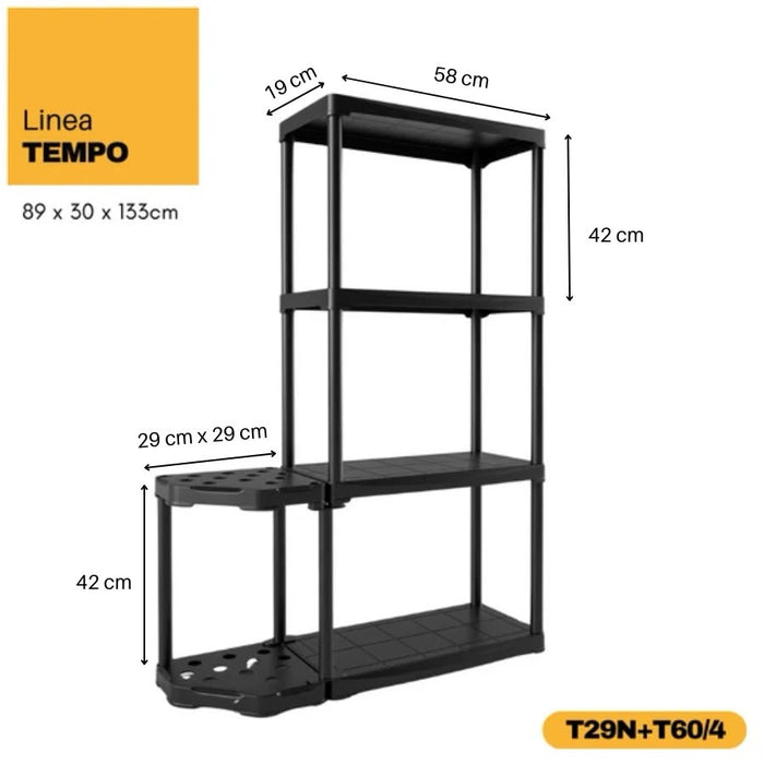 Linea 4 Tier + 2 Tier Corner Shelf Shelving Rack