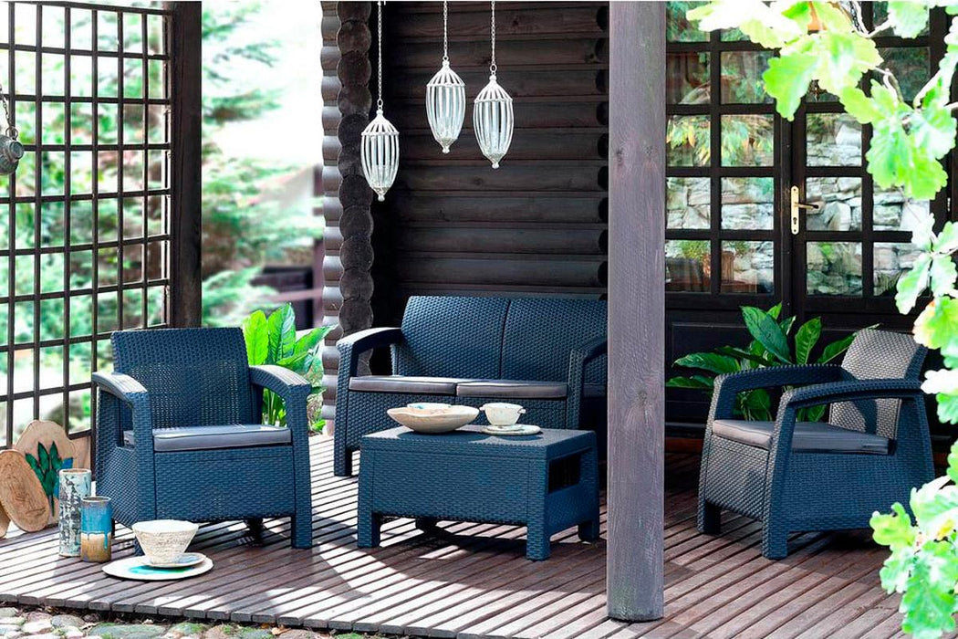 Corfu Outdoor Sofa Set 4 Seater Grey