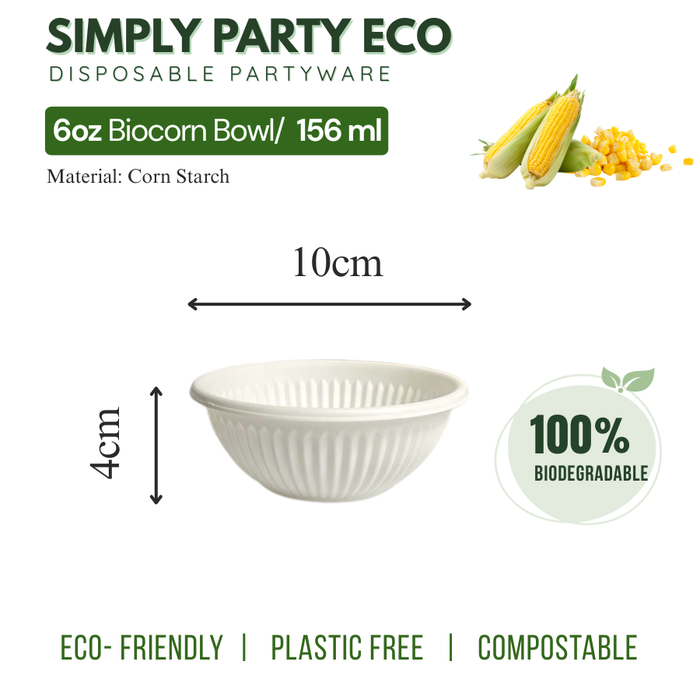 ECO Corn Starch: Bowl 6oz / 156ml Biodegradable - 20pcs