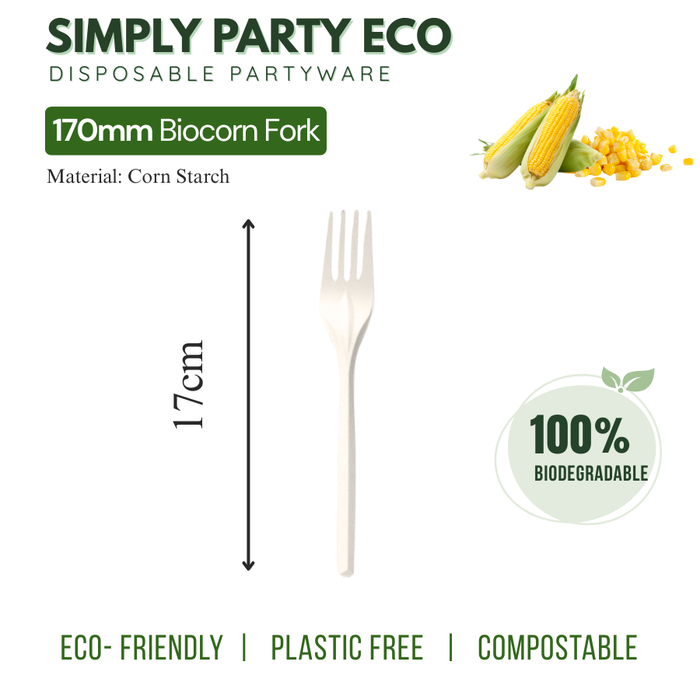 ECO Corn Starch: Fork 170mm Biodegradable - 20pcs