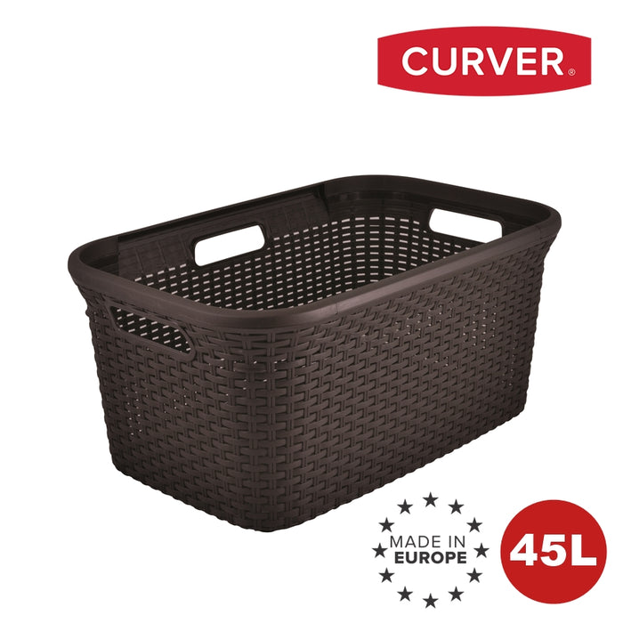 Rattan Style Rect Laundry Basket 45L