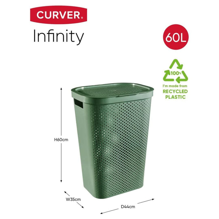 Infinity Laundry Hamper 60L Dots Green