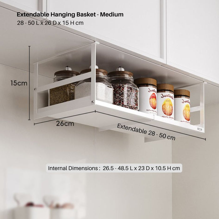 Extendable Kitchen Cabinet Hanging Basket Rack (3 Sizes)
