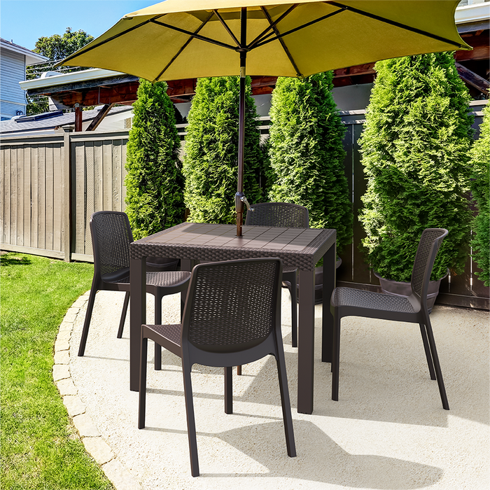 Quartet Outdoor Dining Table + 4 Tisara Chair Graphite