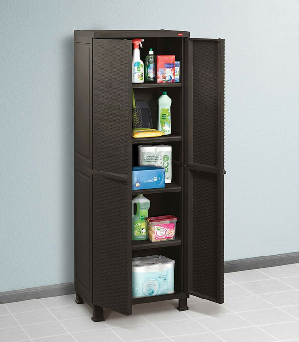(Bundle set) Keter Rattan Tall Multipurpose Cabinet + Rattan Base Cabinet with Legs