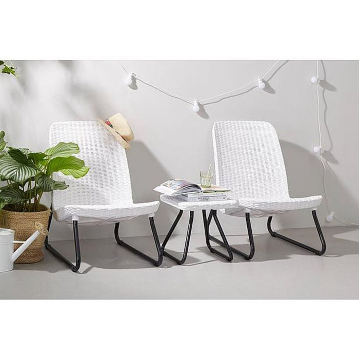 Keter Rio Outdoor Balcony Patio Sofa Set White Waterproof Garden