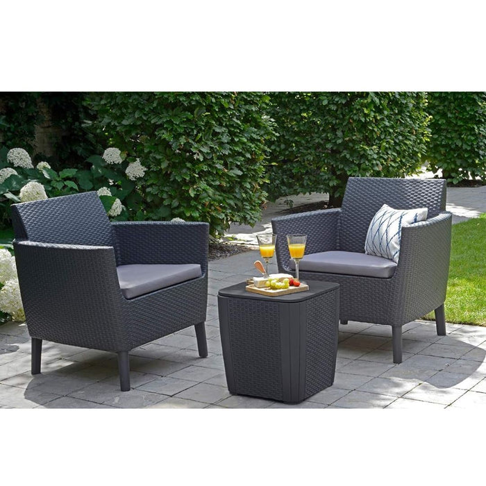 Salemo Balcony Outdoor Sofa Set with Luzon Table Graphite