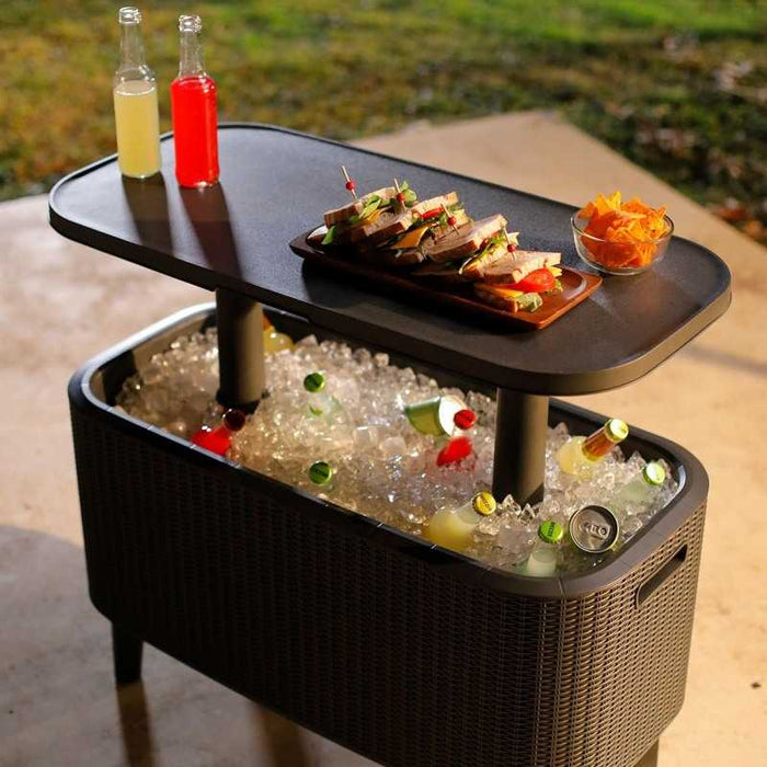 Bevy Bar Cooler Box and Side Table Brown (Free Delivery)