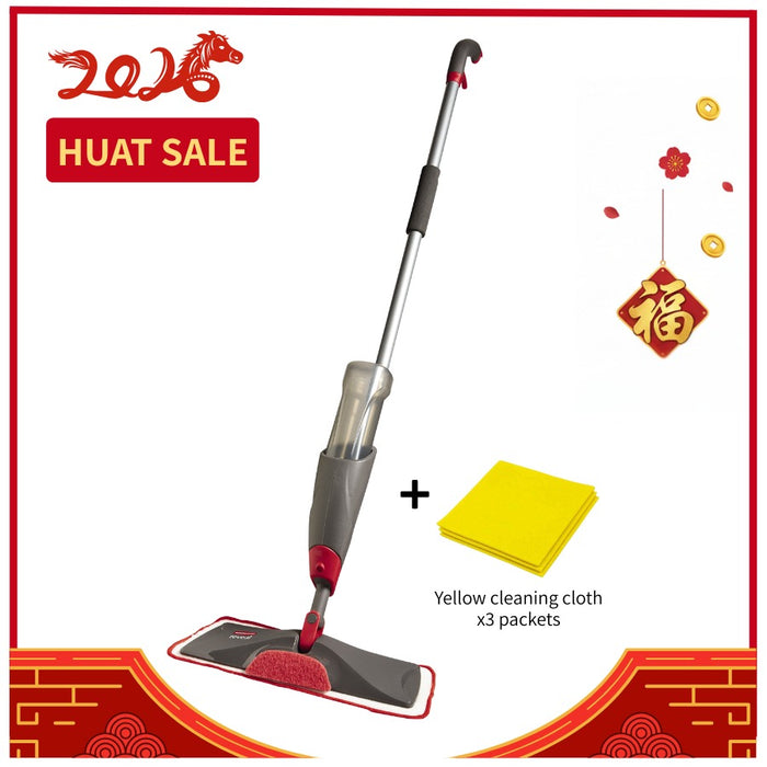Rubbermaid Reveal Microfibre Spray Mop + 3 Yellow Cloth