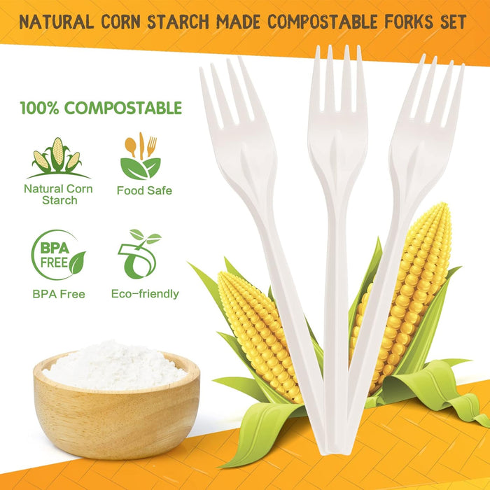 ECO Corn Starch: Fork 170mm Biodegradable - 20pcs