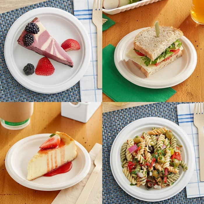 ECO Sugarcane: Plates 9" Disposable Sugarcane 100% Biodegradable - 25pcs