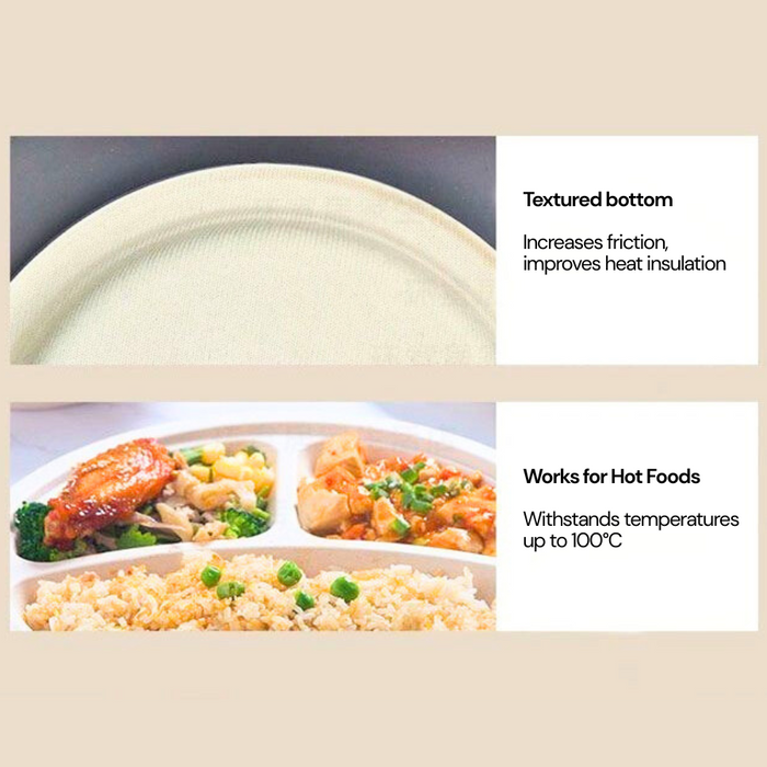 ECO Sugarcane: Plates 9" Disposable Sugarcane 100% Biodegradable - 25pcs