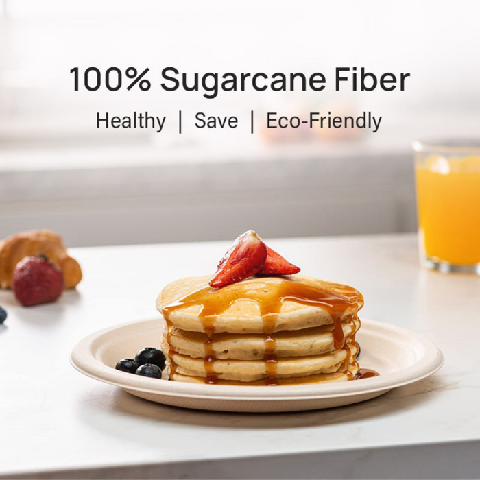 ECO Sugarcane: Plates 6" Disposable Sugarcane 100% Biodegradable - 25pcs