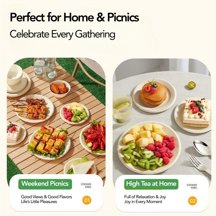 ECO Sugarcane: Plates 9" Disposable Sugarcane 100% Biodegradable - 25pcs