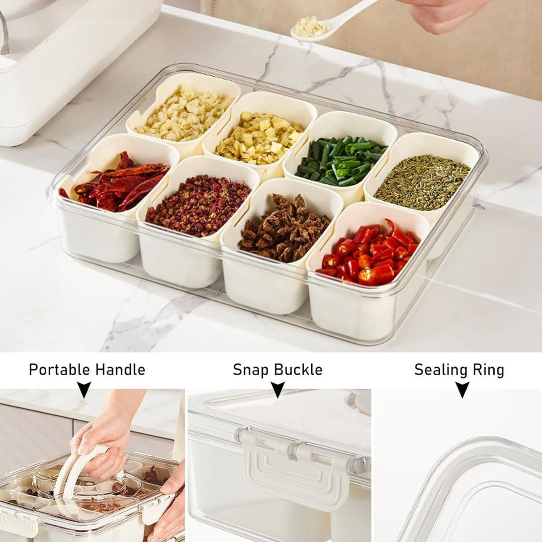 Multi Compartment Storage Box Herb Fruits Fridge Organiser Food ...