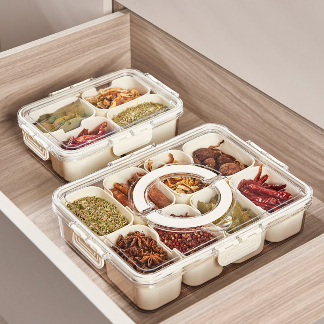 Multi Compartment Storage Box Herb Fruits Fridge Organiser Food ...