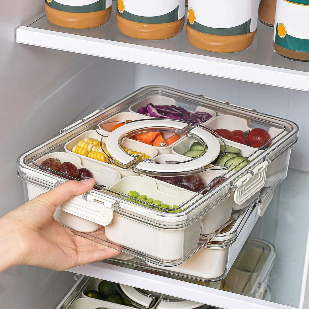 Multi Compartment Storage Box Herb Fruits Fridge Organiser Food ...