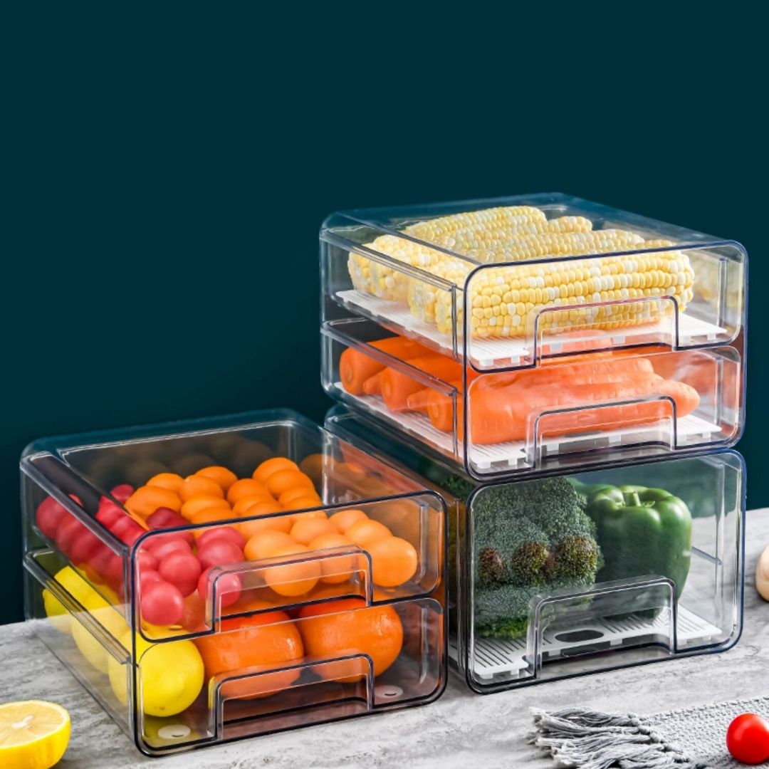TerraFresh Fridge Organiser Drawer Double Storage Box — The Home Shoppe