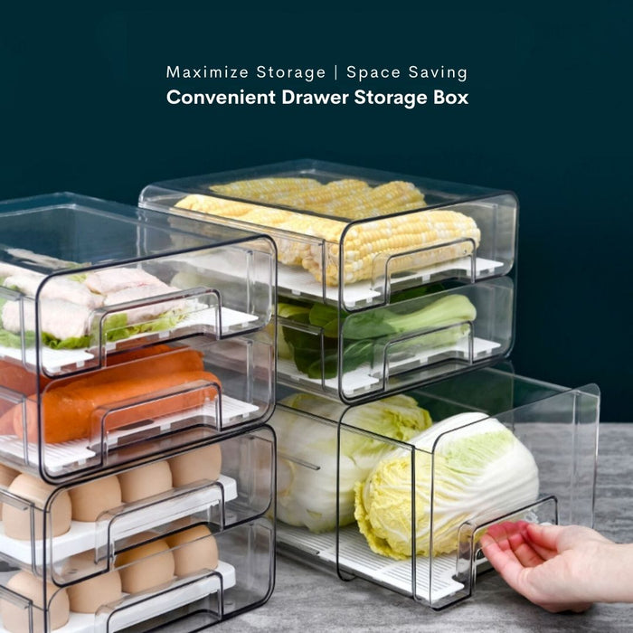 Fridge Organiser Drawer Double Storage Box