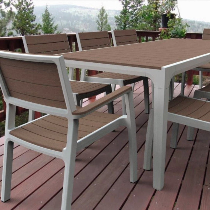 Keter Harmony Outdoor Dining Table Set White Cappuccino