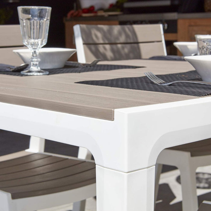 Keter Harmony Outdoor Dining Table Set White Cappuccino