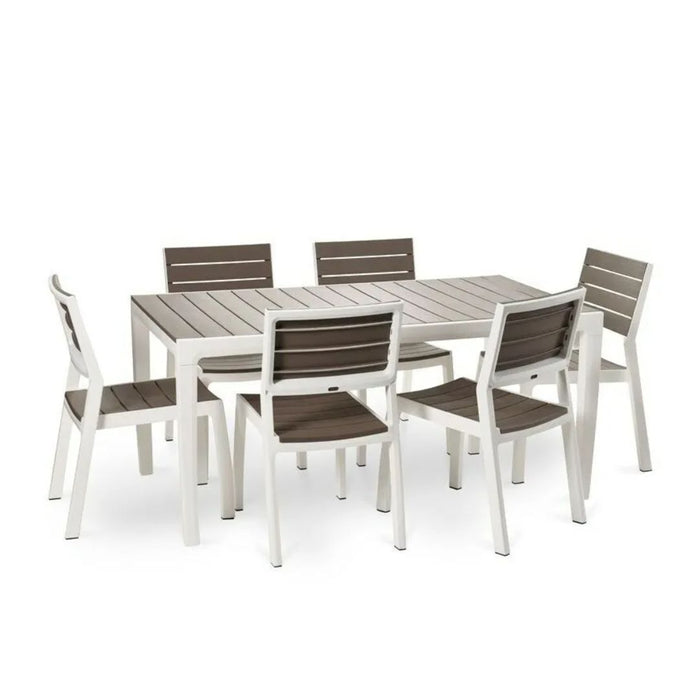 Keter Harmony Outdoor Dining Table Set White Cappuccino