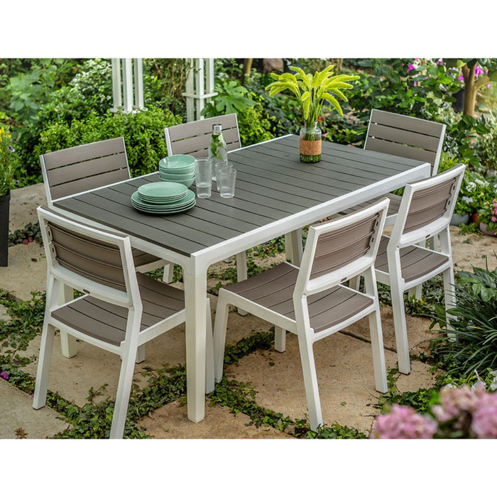 Keter Harmony Outdoor Dining Table Set White Cappuccino