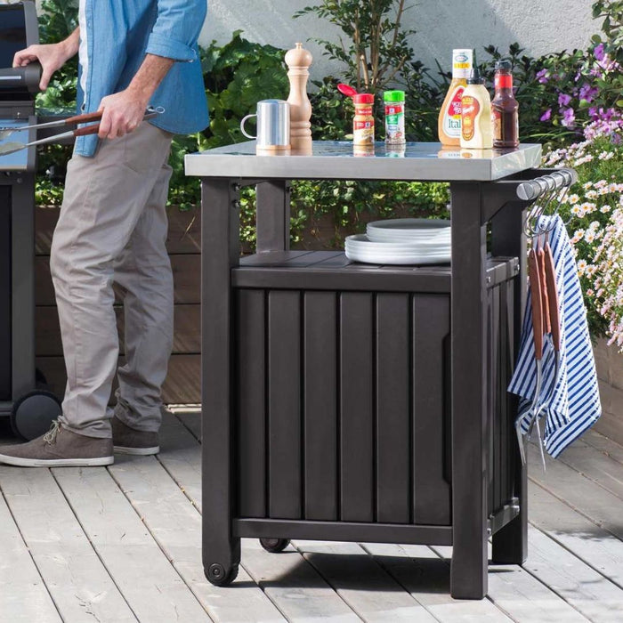 Keter Unity Small BBQ Buffet Storage Table Outdoor Graphite