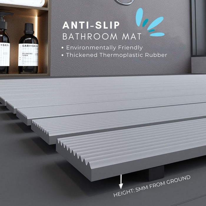 Non Slip Bathroom Floor Mat Beige (Raised-Ridged rubber backing)