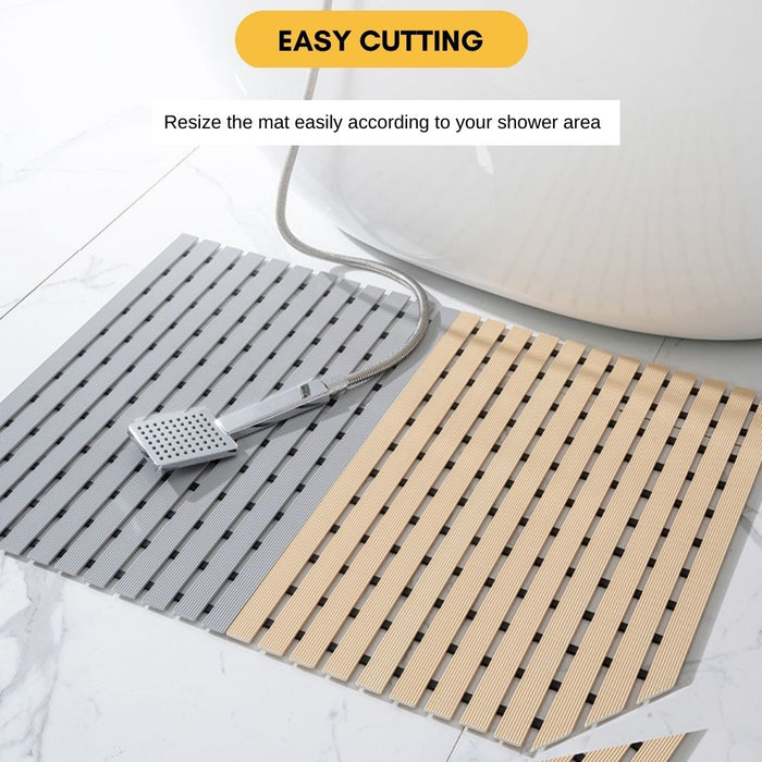Non Slip Bathroom Floor Mat Beige (Raised-Ridged rubber backing)