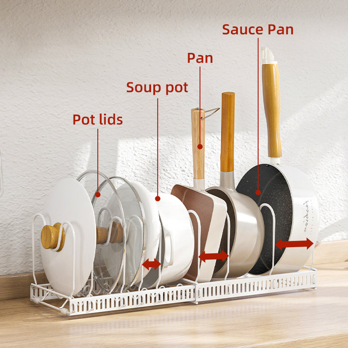 Adjustable Pans Pot Lid Rack White