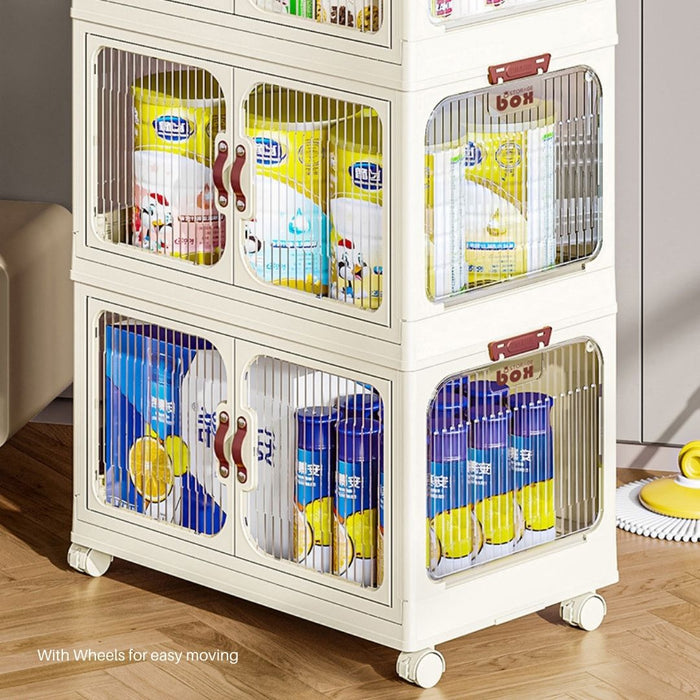 Stackable Foldable Storage Tower Cabinet with wheels 3 Tier