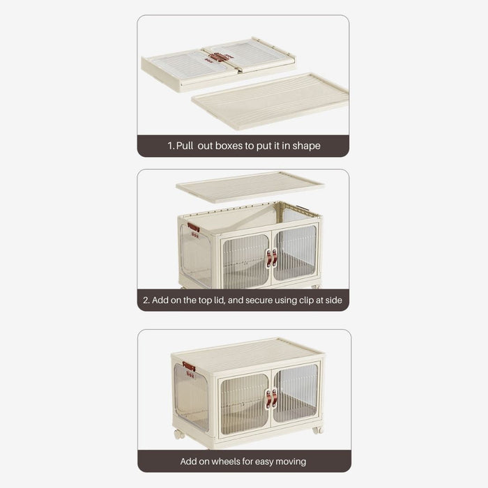 Stackable Foldable Storage Tower Cabinet with wheels 3 Tier — The Home ...