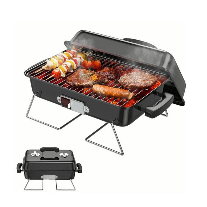 Portable Tabletop Charcoal BBQ Mini Grill 16" Black