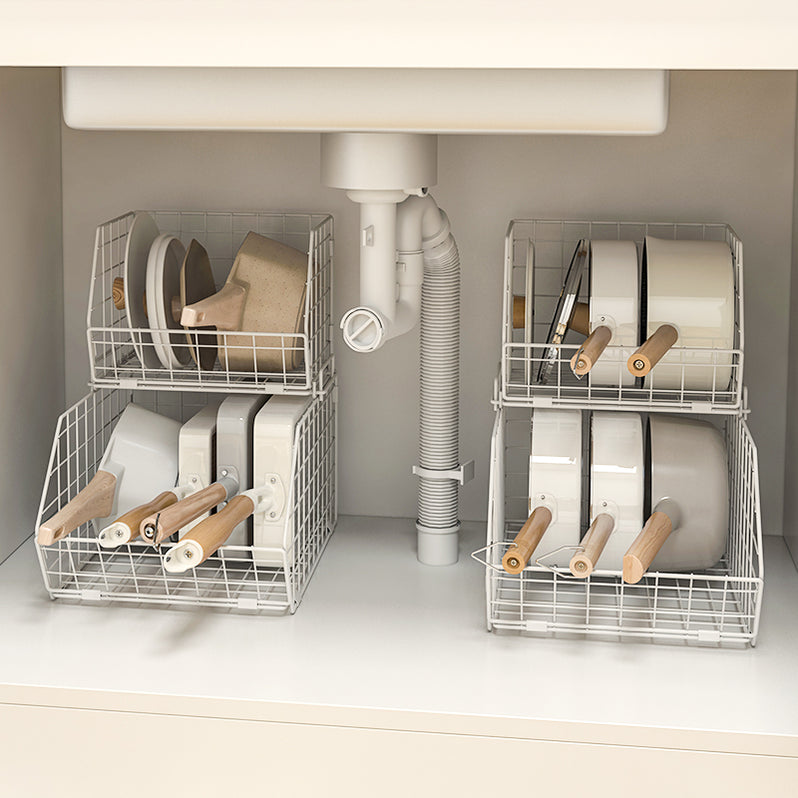 Kitchen Stackable Foldable Fruits Vegetable Pans Storage Wire Basket ...