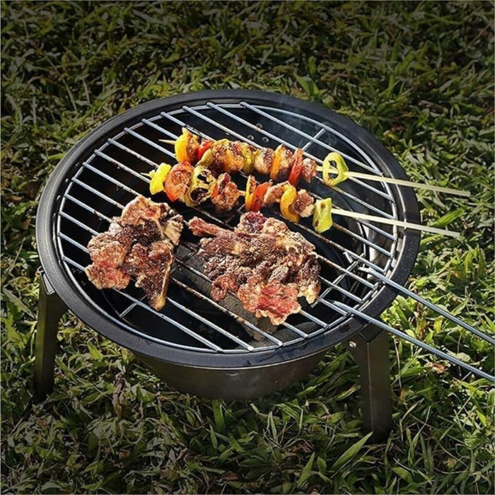 Flamemaster Fold Grill Round Small Portable Charcoal BBQ Pit Grill Ash Collector 12 The Home Shoppe