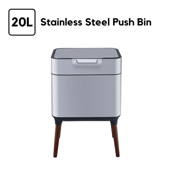 Yubin Stainless Steel Press Bin with legs 20L (Display Set)