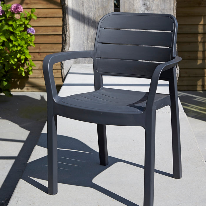 Quartet Outdoor Dining Table + 4 Tisara Chair Graphite