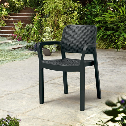 Melody Outdoor Table + 4 Bella Chairs Graphite