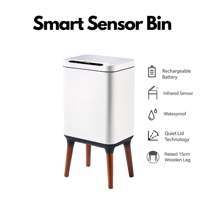 20L Smart Sensor Bin with Legs Rechargable White