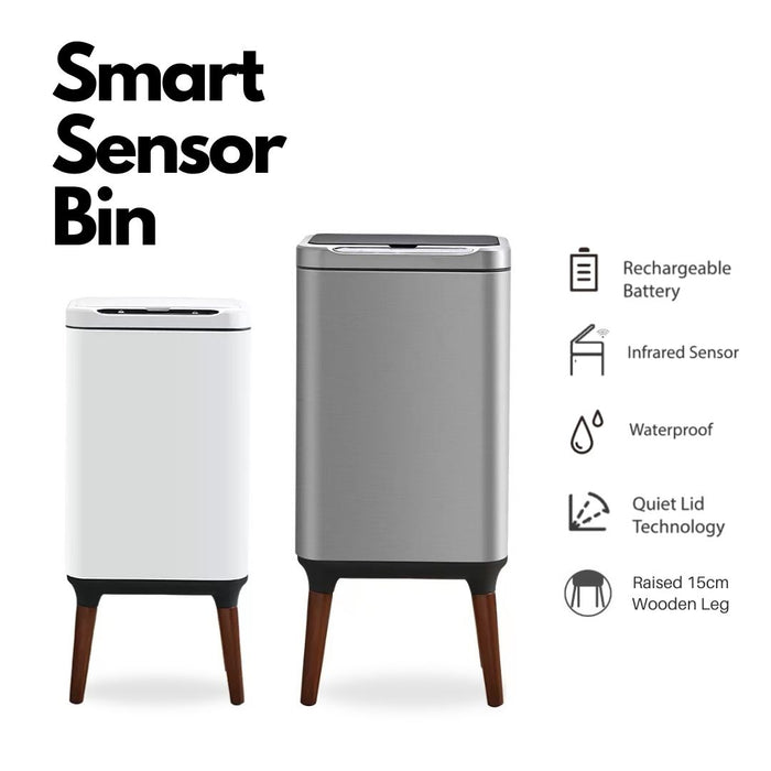 20L Smart Sensor Bin with Legs Rechargable White
