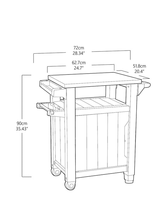 Keter Unity Small BBQ Buffet Storage Table Outdoor Graphite