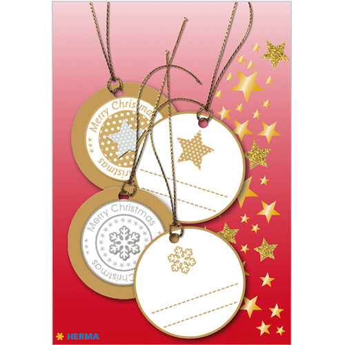 Gift Tags Christmas 3D Ø 5 cm, Gold (15276)