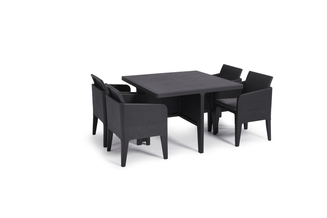 Santiago Outdoor Dining Table 5pc Set Graphite